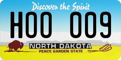 ND license plate HOO009