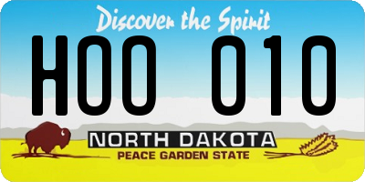 ND license plate HOO010