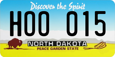 ND license plate HOO015