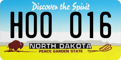 ND license plate HOO016