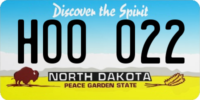 ND license plate HOO022