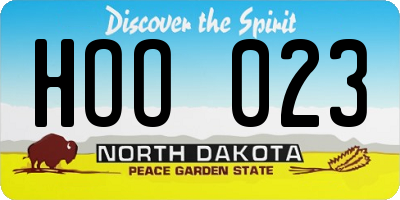 ND license plate HOO023