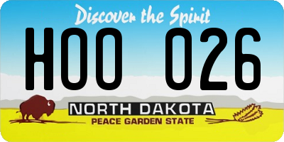 ND license plate HOO026