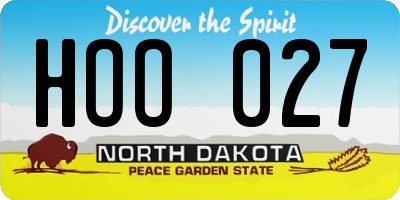 ND license plate HOO027