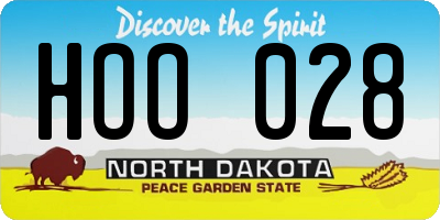 ND license plate HOO028
