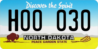 ND license plate HOO030