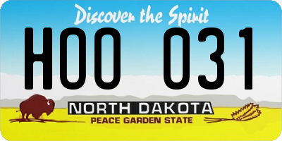 ND license plate HOO031
