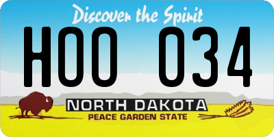 ND license plate HOO034