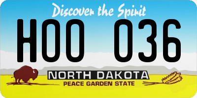 ND license plate HOO036