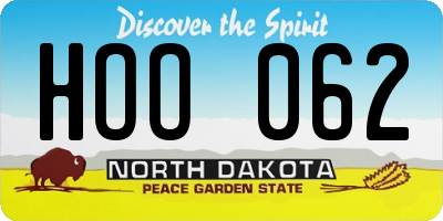 ND license plate HOO062