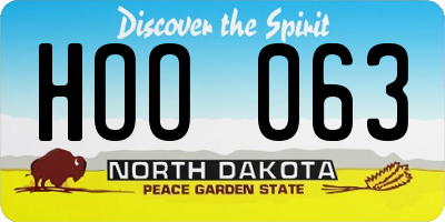 ND license plate HOO063