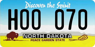 ND license plate HOO070
