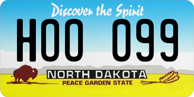 ND license plate HOO099