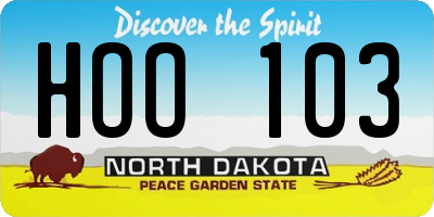 ND license plate HOO103