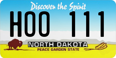 ND license plate HOO111