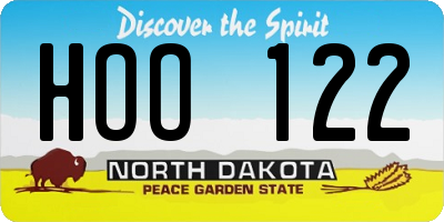 ND license plate HOO122