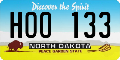 ND license plate HOO133