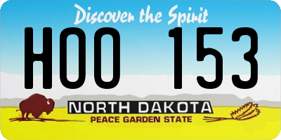 ND license plate HOO153
