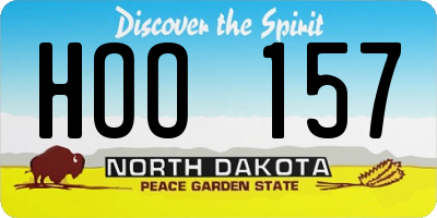 ND license plate HOO157