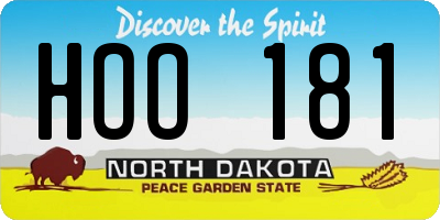 ND license plate HOO181