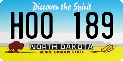 ND license plate HOO189