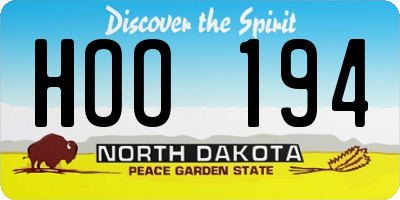 ND license plate HOO194