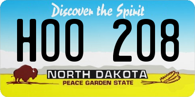 ND license plate HOO208