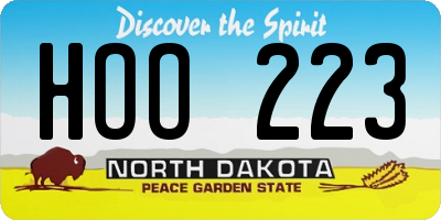 ND license plate HOO223