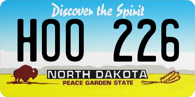ND license plate HOO226
