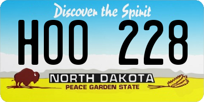 ND license plate HOO228