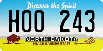 ND license plate HOO243