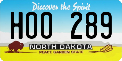 ND license plate HOO289