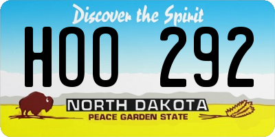 ND license plate HOO292