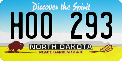 ND license plate HOO293