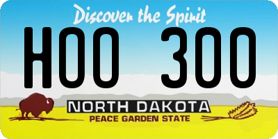 ND license plate HOO300