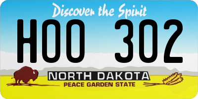 ND license plate HOO302