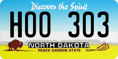 ND license plate HOO303