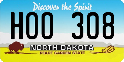 ND license plate HOO308
