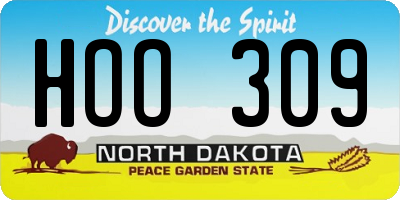 ND license plate HOO309