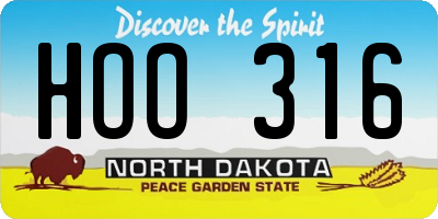 ND license plate HOO316