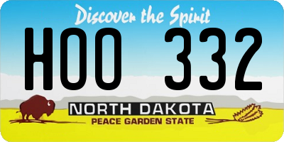ND license plate HOO332