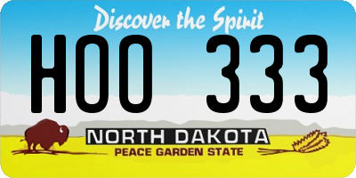 ND license plate HOO333