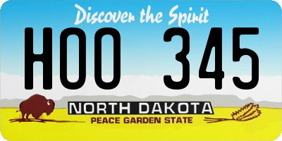 ND license plate HOO345