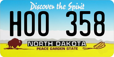 ND license plate HOO358