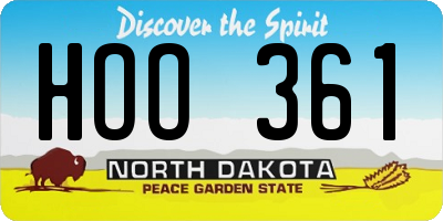 ND license plate HOO361