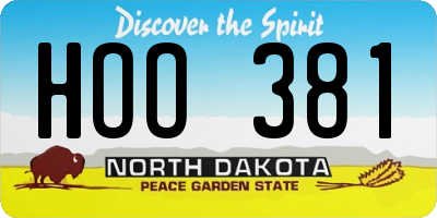 ND license plate HOO381