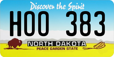 ND license plate HOO383