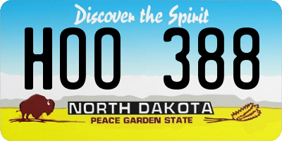 ND license plate HOO388