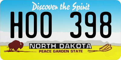 ND license plate HOO398