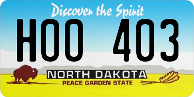 ND license plate HOO403